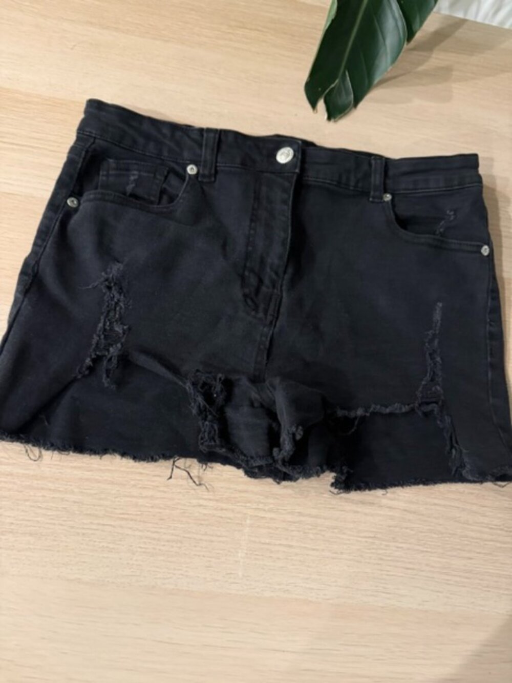 High Rise Dolphin Black Denim Short